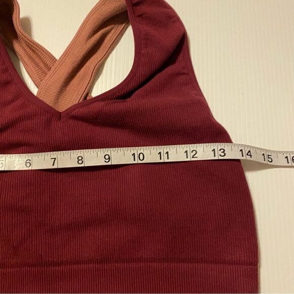 Burgundy red ribbed thick fabric Bralette crop top -L - Picture 4 of 4